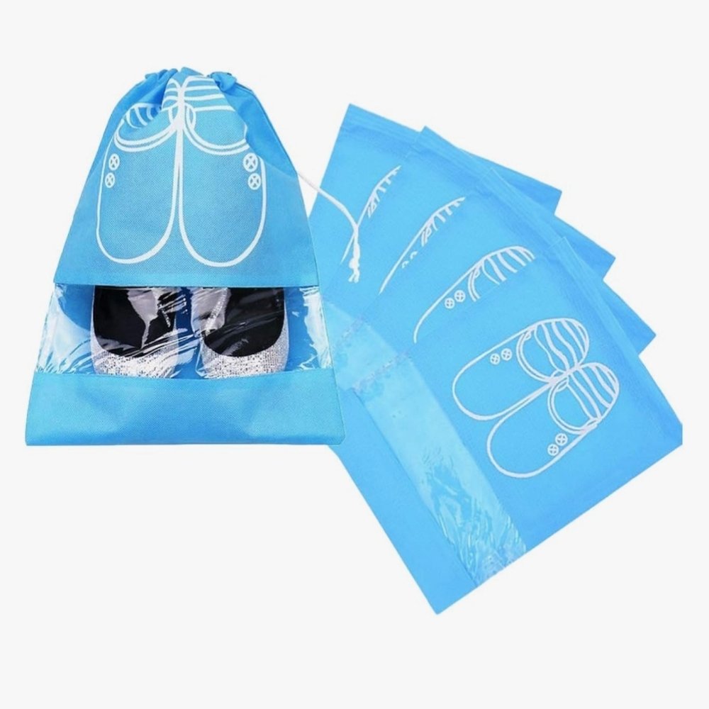 New 5 Pcs Space Saving Shoe Storage Drawstring Bags For Home And Travel